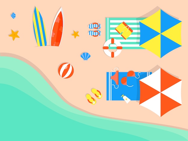 Zomervakantie, zomer strand illustratie