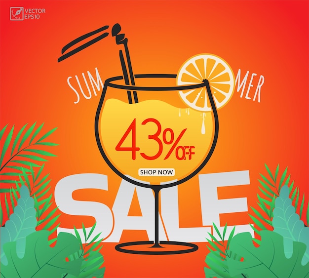 Vector zomerverkoop met 43% korting in de winkel.