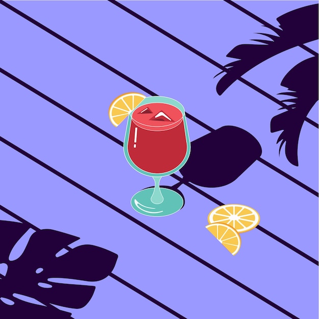 Zomerwijncocktail met sinaasappelschijfje Vector