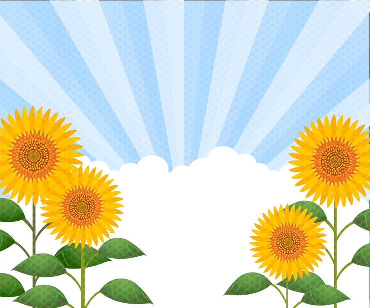 Vector zomerzonnebloem en iriserende wolken 336x280