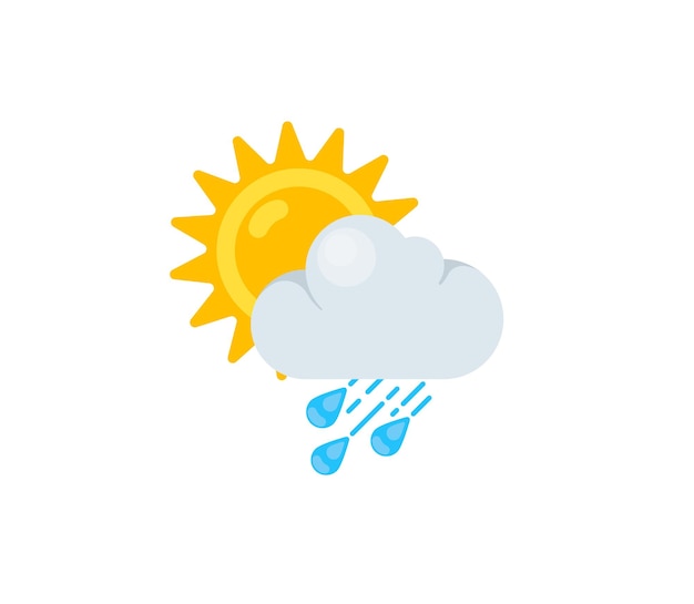 Zon achter regenwolk vector geïsoleerd pictogram. emoji-illustratie. zon achter regenwolk vector