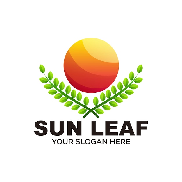 zon blad logo kleur ontwerp vector