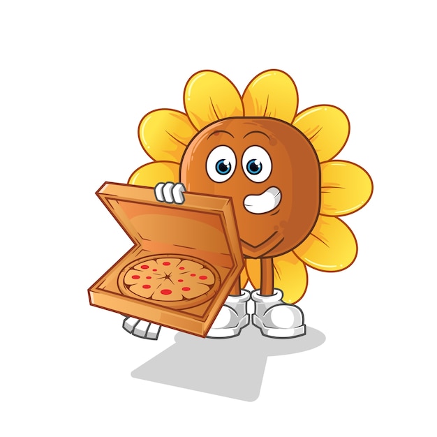 Zon bloem pizza bezorger illustratie