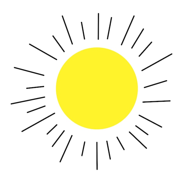 Zon doodle tekening op witte achtergrond geïsoleerde vector