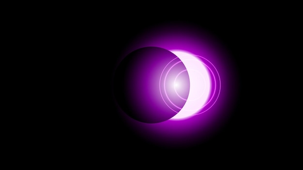 Zon Eclipse Paars Vuur Donkere Achtergrond Vector Maan Ontwerpstijl Ruimte Wetenschap Gloed Licht