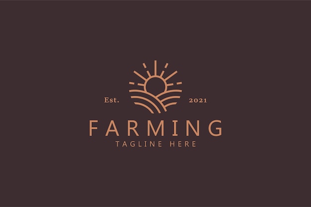 Zon en landbouw Logo geïsoleerd op zacht bruin