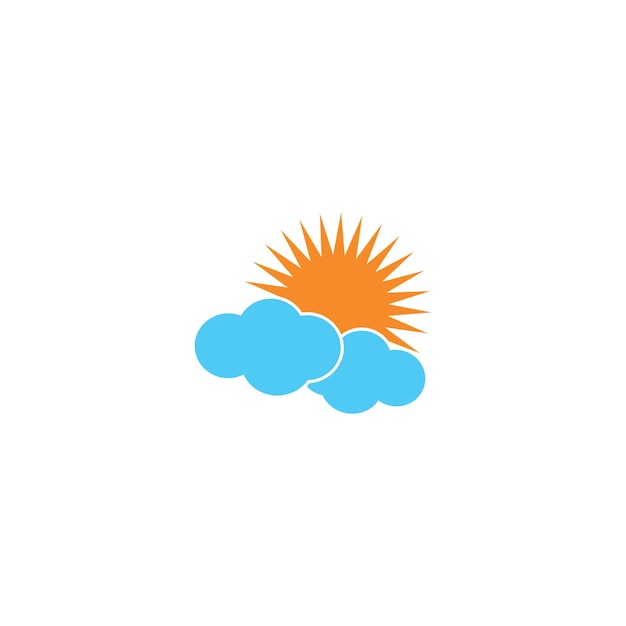 Zon Logo Icon Vector met wolk