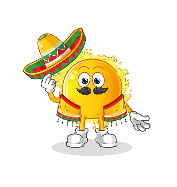 Zon Mexicaanse cultuur en vlag. cartoon mascotte vector