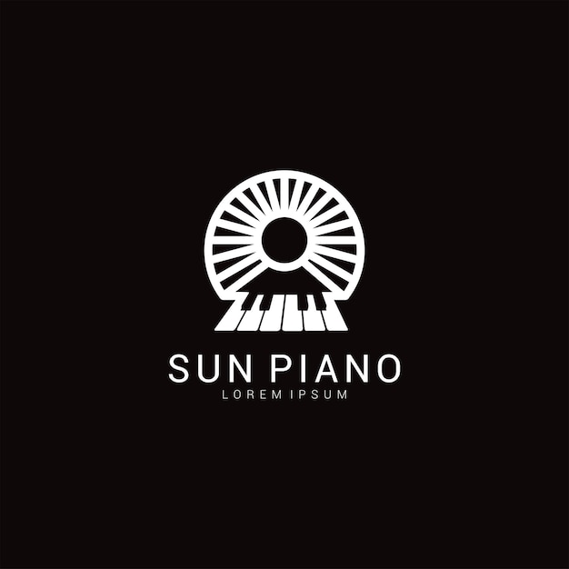 zon piano lijntekeningen minimalistisch symbool pictogram logo vector illustratie ontwerp premium vector