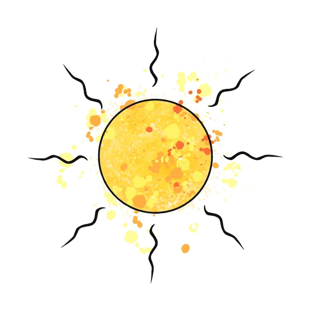 Zon rijzende zon zonsondergang aquarel vlekken Maslenitsa aquarel digitale overtrek illustratie