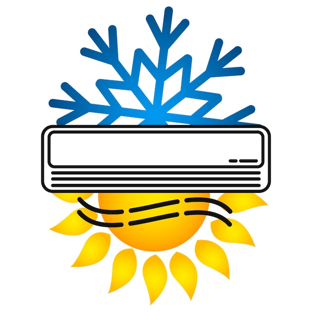 Zon sneeuwvlok en airconditioner symbool