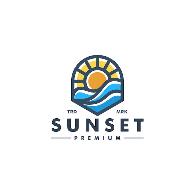 Zon zonsondergang logo sjabloon vector pictogram logotype