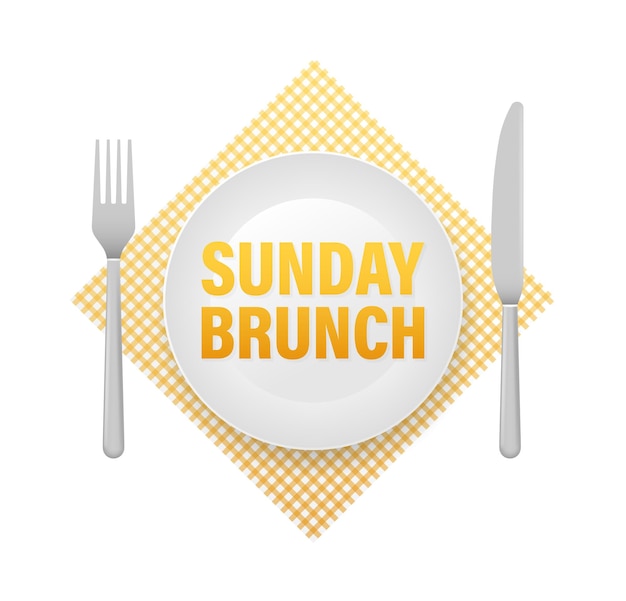 Zondagse brunch teken label Vector voorraad illustratie