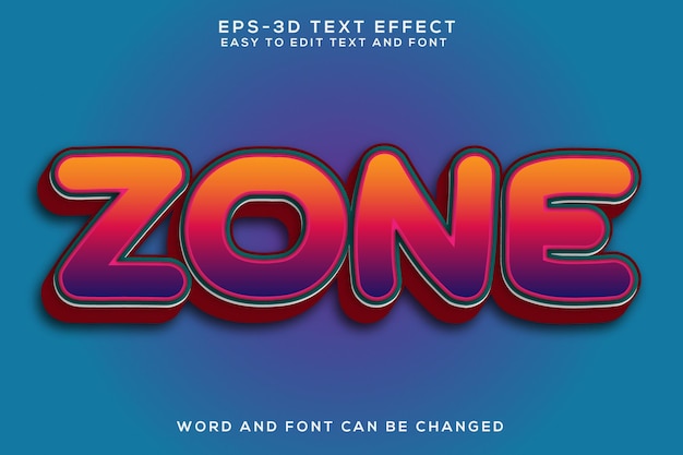 Zone editable 3d text