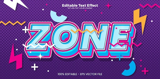 Vector zone editable text effect in memphis trend style