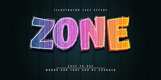 Zone Illustrator kleurrijk bewerkbaar 3D-teksteffect sjabloonontwerp