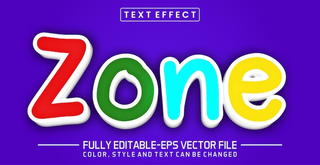 Zone text editable style effect