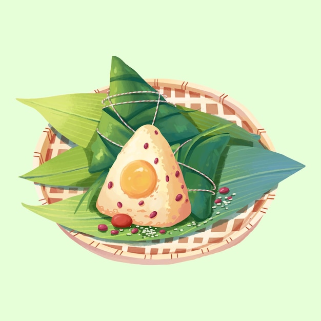 Vector zongzi sticky rice dumpling looks delicious