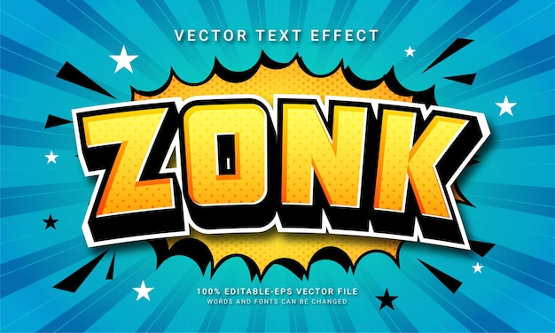 Vector zonk 3d text style effect themed cartoon style