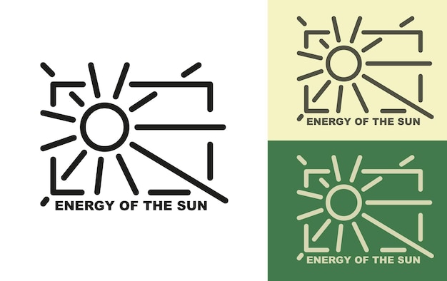 Zonne-energie Symbolen van schone, hernieuwbare en alternatieve energie Set logo's voor zonne-energie