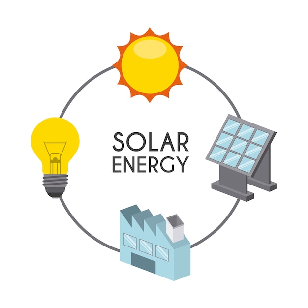 Zonne-energieontwerp, vector grafische illustratie eps10