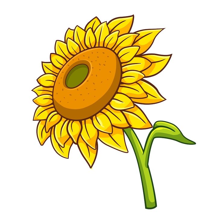 Vector zonnebloem cartoon stijl
