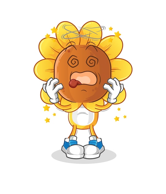 zonnebloem hoofd cartoon duizelig mascotte cartoon vector