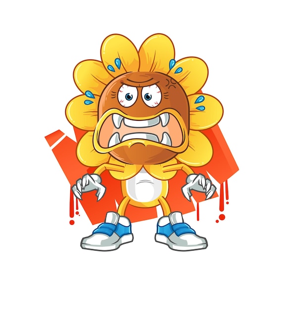zonnebloem hoofd cartoon monster vector stripfiguur