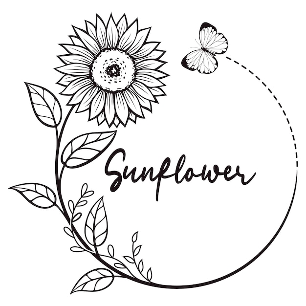 Zonnebloem krans silhouet vector illustraties