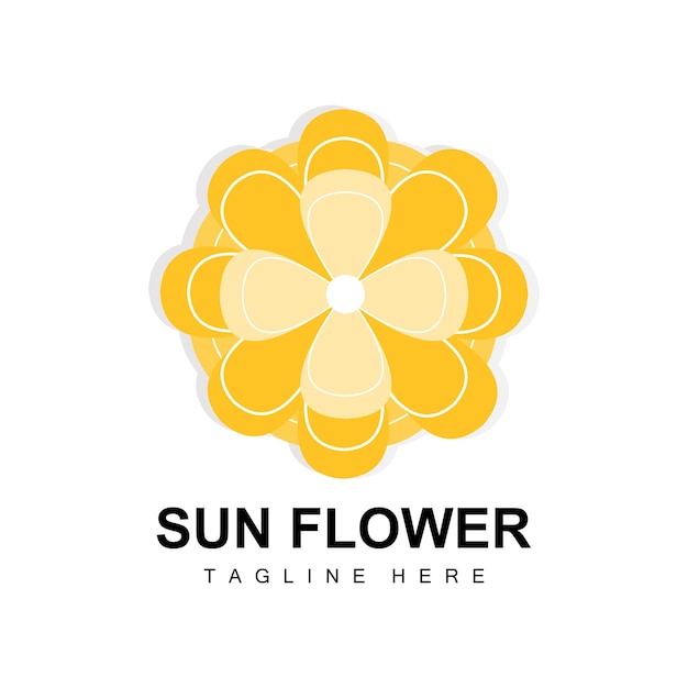 Zonnebloem Logo Design Sierplant Tuin Plant Icon Vector Bedrijf Product Merk: