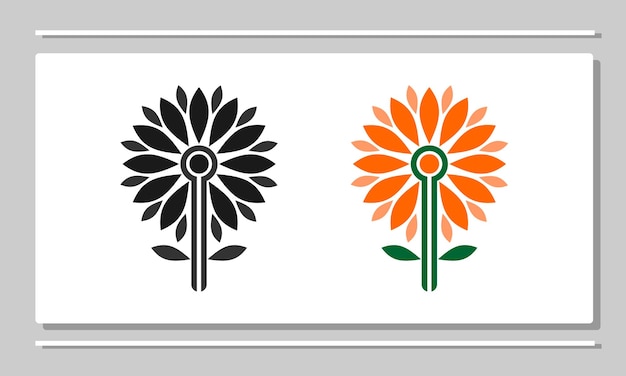 Zonnebloem logo ontwerp inspiratie zwart-witte kleur