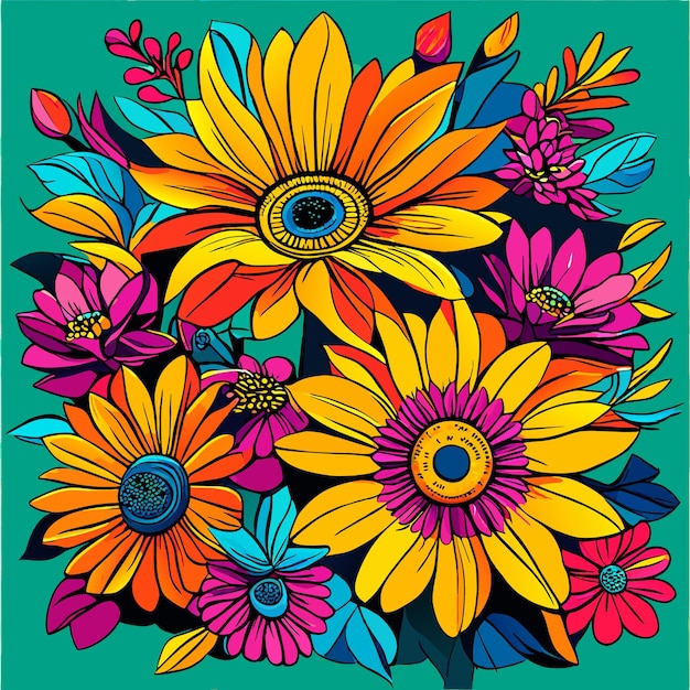 Zonnebloem of zomerbloem Arnica vectorillustratie van de bloemcompositie