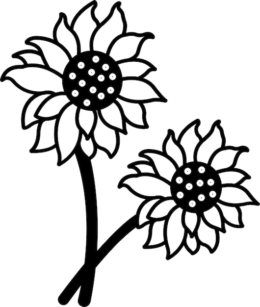 Zonnebloemglyf en lijnvectorillustratie