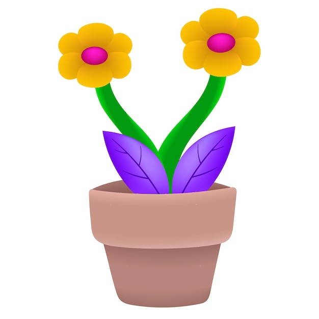 Vector zonnebloempot in prachtige lente doodle icoon tekening