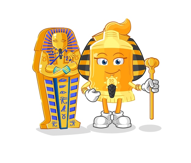 Zonnebrandcrème oude egypte cartoon cartoon mascotte vector