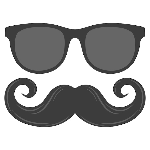 Zonnebril met snor hipster stijl platte vector icoon ontwerp geïsoleerd op witte achtergrond