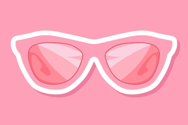 Zonnebril sticker roze zonnebril geïsoleerde witte achtergrond Mode roze vintage grafische stijl