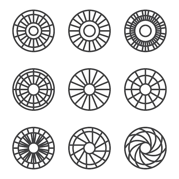 Zonnecirkelcontour pictogram set