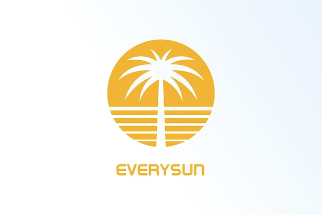 Zonnepalm kokosnootboom minimalistisch elegant modern logo vector voor zakelijk bedrijf