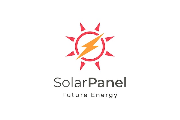 Vector zonnepaneelenergie-logo met eenvoudige en moderne vorm voor elektriciteitsproductie- en installatiebedrijf