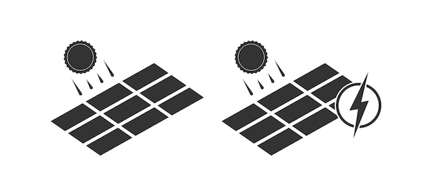 Zonnepanelen pictogram Elektriciteit zon energie illustratie symbool bliksemschicht vector