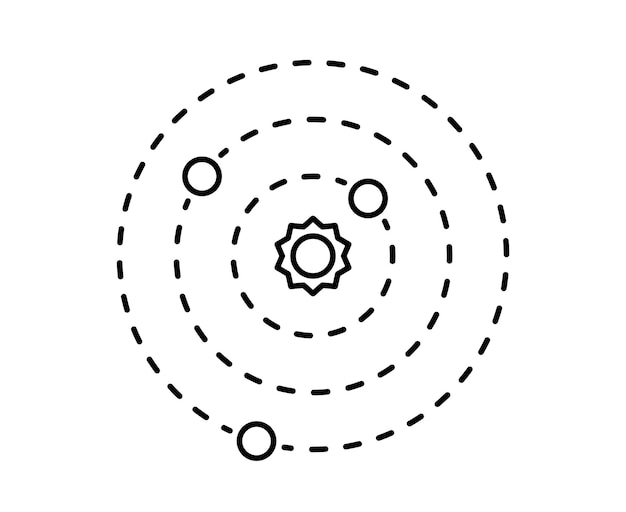 Zonnestelsel met de zon en planeten op banen plat vectorpictogram voor apps en websites