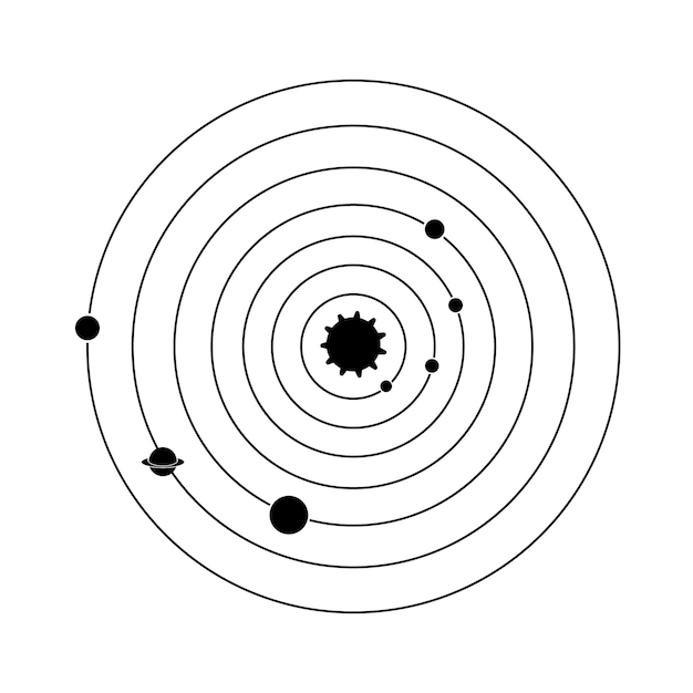 Zonnestelsel pictogram logo vector ontwerpsjabloon