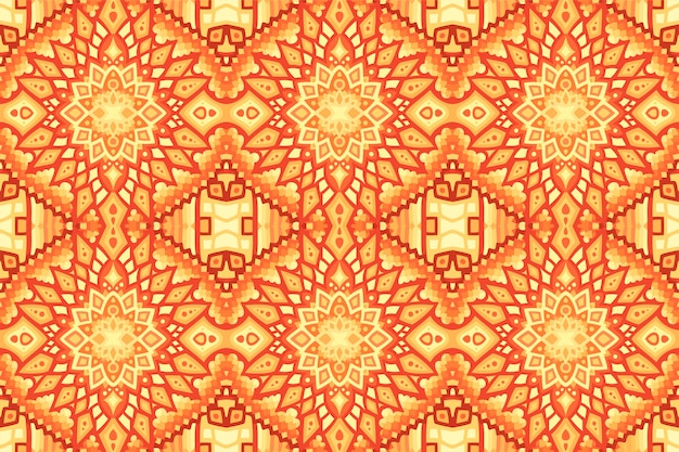 Zonnig naadloos oranje mandala patroon