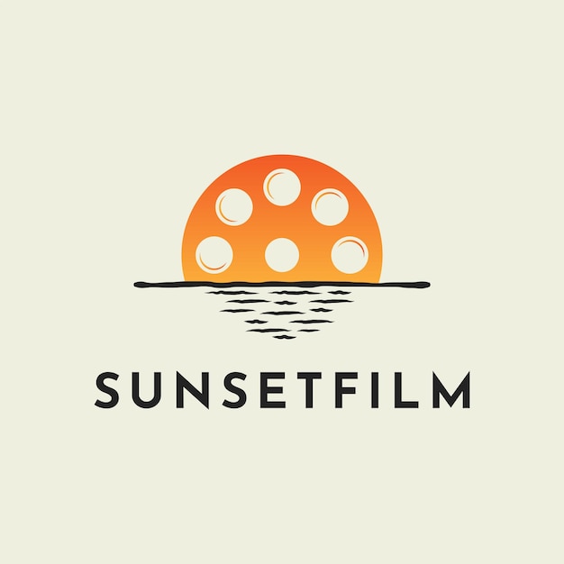 Zonsondergang film logo ontwerp idee concept