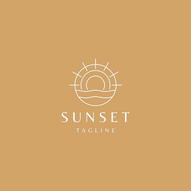 Zonsondergang lijn kunst logo ontwerp vector