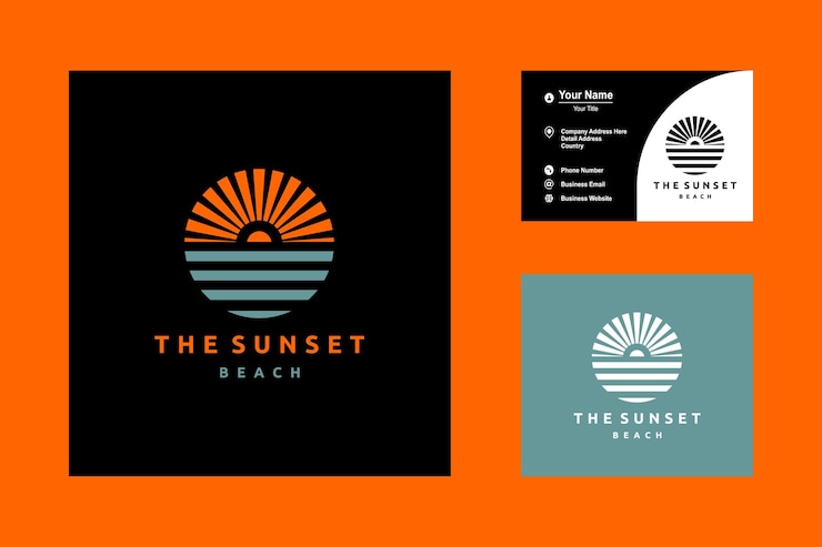 Vector zonsondergang op zwarte achtergrond zonsondergangzonpictogram platte zonsondergangkleurillustratie het ontwerp van de zon en de zee