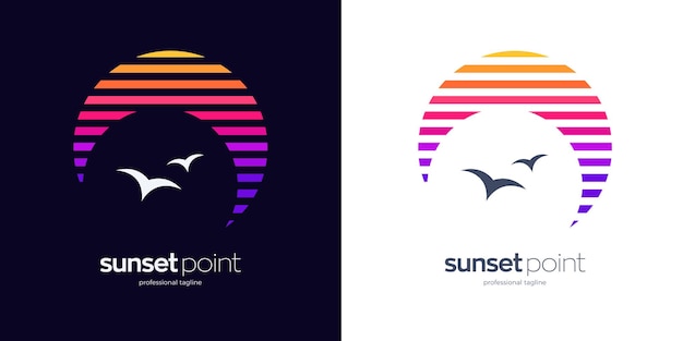 zonsondergang punt logo ontwerp