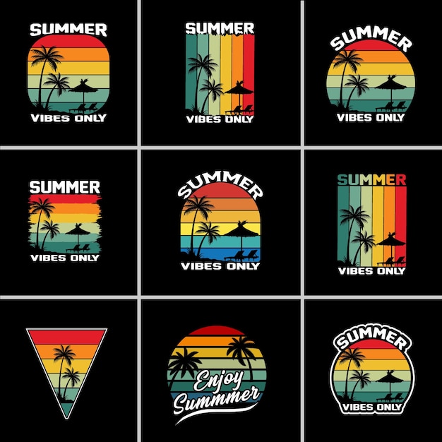 Zonsondergang vintage retro 9 items tshirt ontwerp