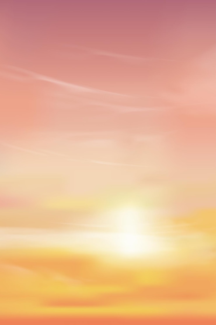 Vector zonsopgang in de ochtend met gele en roze lucht